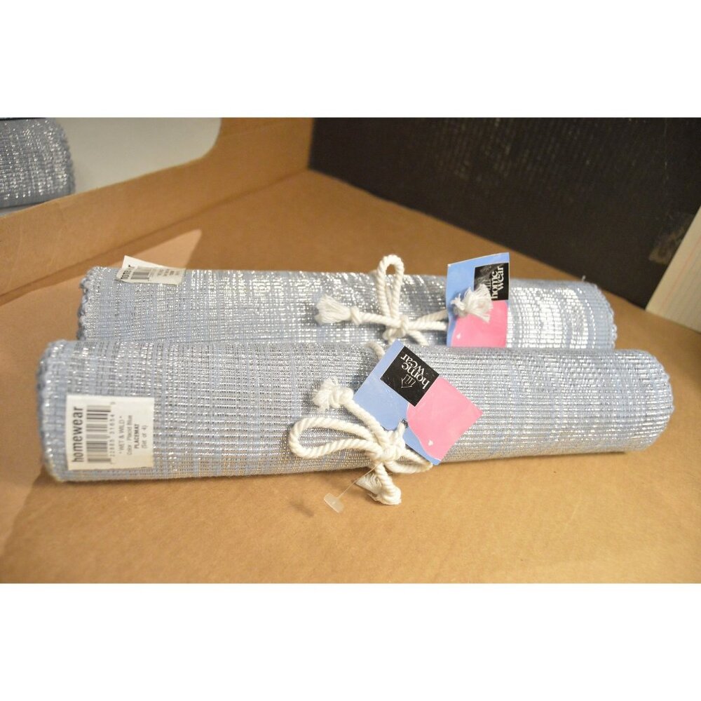 Homewear Wet & Wild Placid Blue Metallic Thread/Cotton Placemats 2 Sets of 4